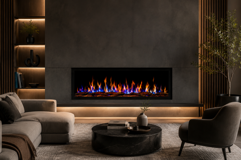 Semineu electric liniar 3D incorporabil AFLAMO Pride S115 Negru cu sunet