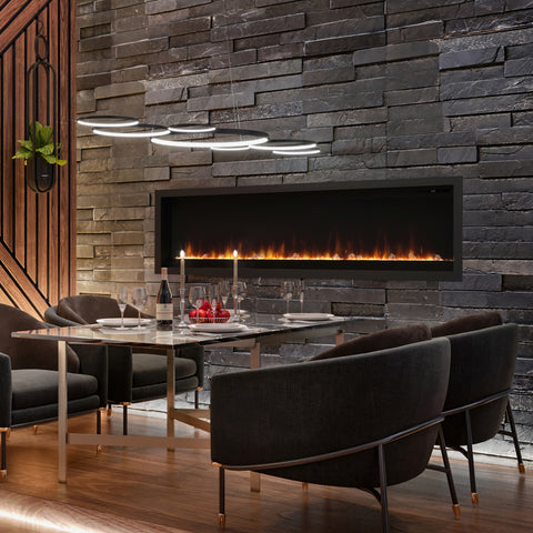 Semineu electric liniar 3D incorporabil DIMPLEX Ignite XL 50  Optiflame MultiFire XD Negru cu sunet