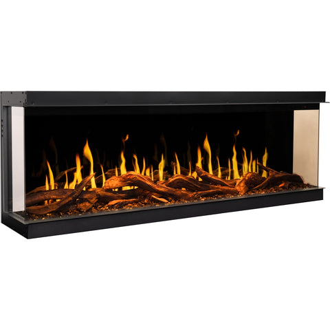 Semineu incorporabil AFLAMO Gold 152 cm , aplicatie, sunet incorporat, flacara 3D premium cu teme de culoare, busteni si cristale decorative