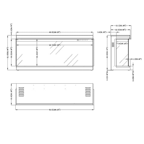 Focar electric liniar incorporabil 3D Aflamo Superb 50 Negru cu sunet