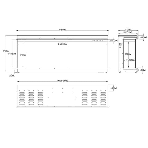 Focar electric liniar incorporabil 3D Aflamo Superb 60 Negru cu sunet