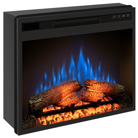 Semineu electric ECOFLAME PRO - Lisabona colt black, flacara 3D de 23 inci cu teme de culoare, incalzire infrared si sunet