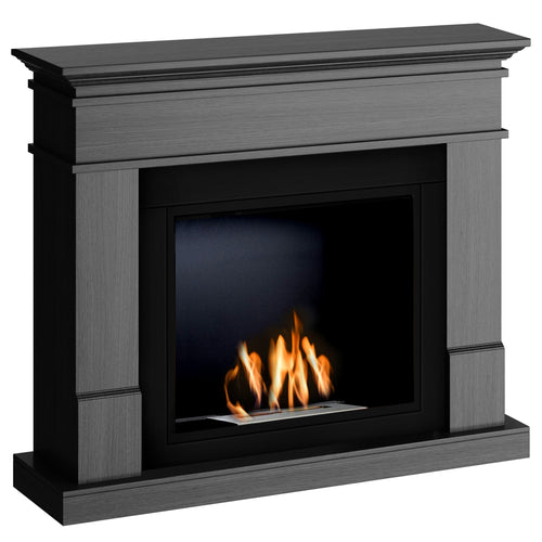 Semineu HOMBEE-Lisabona 110 x 30 x 95 cm ,culoare ash grey, cu flacara reala cu bioetanol