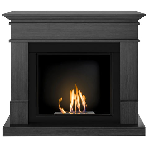 Semineu HOMBEE-Lisabona 110 x 30 x 95 cm ,culoare ash grey, cu flacara reala cu bioetanol
