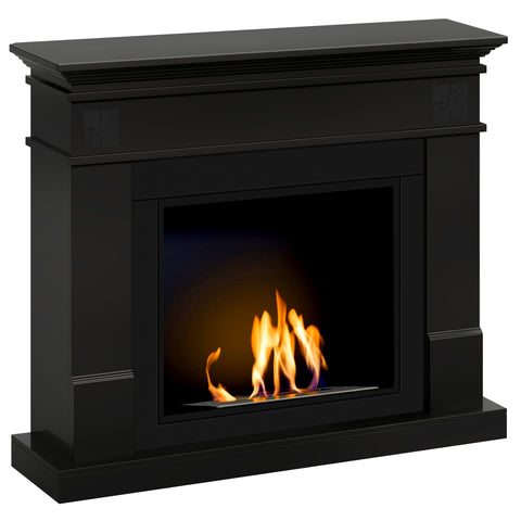 Semineu HOMBEE-Lisabona 110 x 30 x 95 cm ,culoare negru, cu flacara reala cu bioetanol