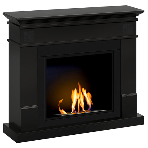 Semineu HOMBEE-Lisabona 110 x 30 x 95 cm ,culoare negru, cu flacara reala cu bioetanol