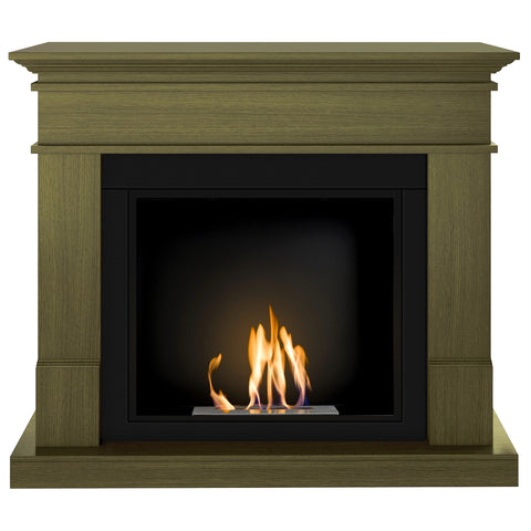 Semineu HOMBEE-Lisabona 110 x 30 x 95 cm ,culoare stejar, cu flacara reala cu bioetanol