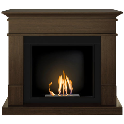Semineu HOMBEE-Lisabona 110 x 30 x 95 cm ,culoare nuc, cu flacara reala cu bioetanol