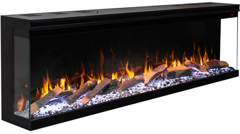 Semineu electric liniar 3D incorporabil AFLAMO Unique 183 Negru cu sunet