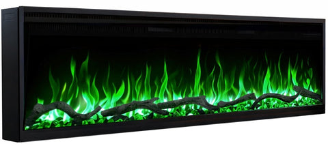 Semineu electric liniar 3D incorporabil AFLAMO Regal 106 cm , aplicatie, sunet incorporat, flacara 3D cu teme de culoare, busteni si cristale decorative, 1500 W