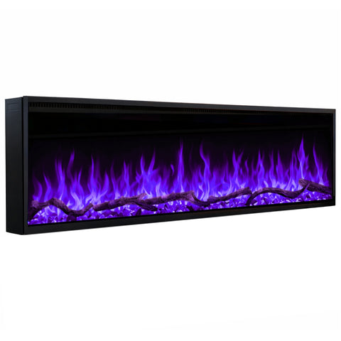 Comoda TV AFLAMO Artesian vanilie 180x80x30 cu semineu electric  Regal 126, sunet incorporat si aplicatie mobila,flacara 3D si teme de culoare