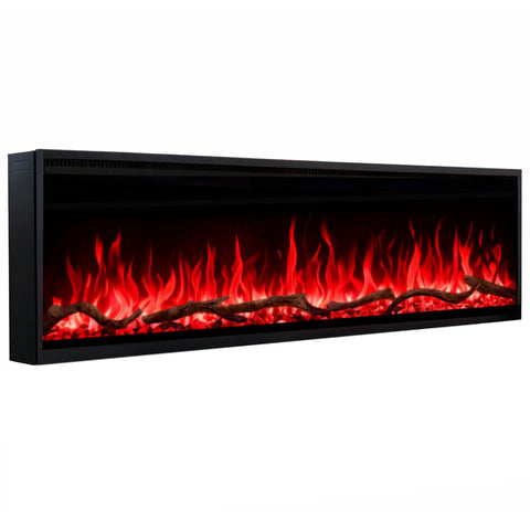 Comoda TV AFLAMO Artesian vanilie 180x80x30 cu semineu electric  Regal 126, sunet incorporat si aplicatie mobila,flacara 3D si teme de culoare