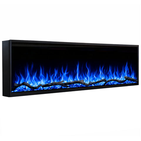 Semineu electric liniar 3D incorporabil AFLAMO Regal 182 cm , aplicatie, sunet incorporat, flacara 3D cu teme de culoare, busteni si cristale decorative, 1500 W