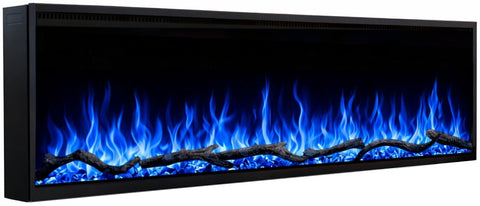 Semineu electric liniar 3D incorporabil AFLAMO Regal 152 cm , aplicatie, sunet incorporat, flacara 3D cu teme de culoare, busteni si cristale decorative, 1500 W