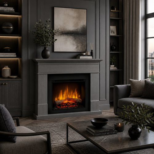 Semineu electric DIMPLEX Lisabona Ash Grey cu focar electric 3D Optiflame XHD23 si sunet