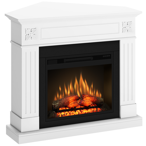 Semineu electric ECOFLAME PRO London colt 110.85.95 white , incalzire infrared, teme de culoare, flacara 3D si sunet