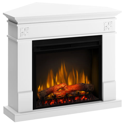 Semineu electric Lisabona Flower Drept/Colt Alb cu focar electric 3D Dimplex Optiflame XHD28 si sunet