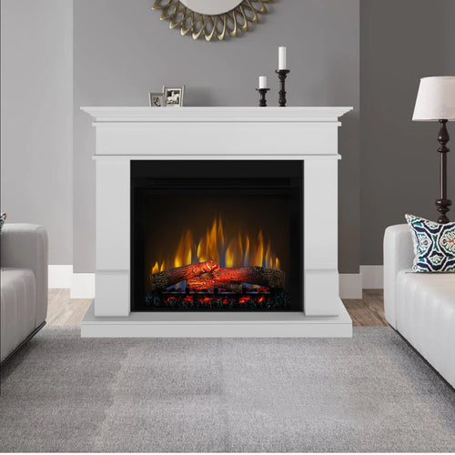 Semineu electric DIMPLEX Lisabona Alb cu focar electric 3D Optiflame XHD28 si sunet