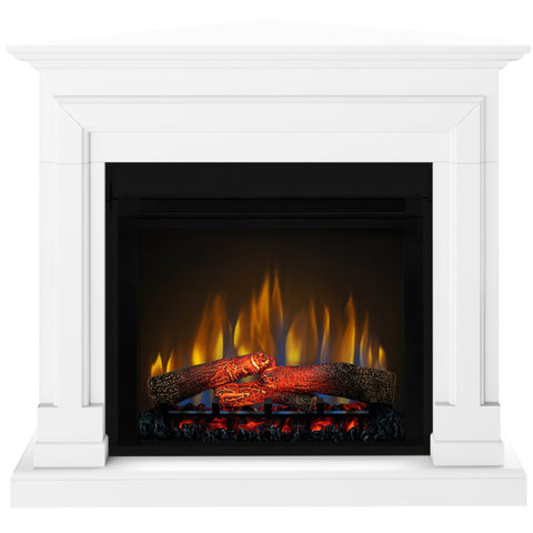 Semineu electric Barcelona Drept/Colt Alb cu focar electric 3D Dimplex Optiflame XHD28 si sunet
