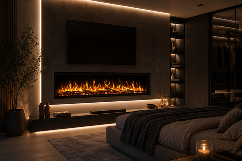 Semineu electric liniar 3D incorporabil AFLAMO Royal 160 PRO, sunet incorporat, Smart APP + telecomanda