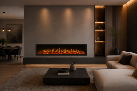 Semineu electric liniar 3D incorporabil AFLAMO Majestic 036 Negru cu sunet