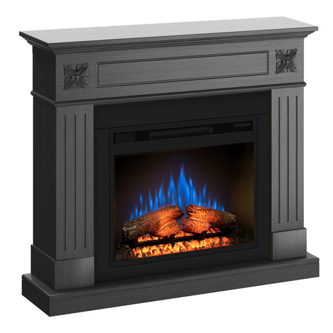 Semineu London 110.30.95 ash grey + focar ECOFLAME 23", incalzire infrared, teme de culoare, flacara 3D si sunet