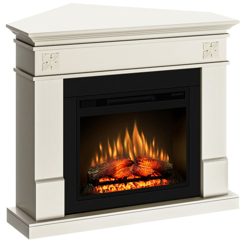 Semineu ECOFLAME PRO - Lisabona Flower colt antichizat, flacara 3D de 23 inci cu teme de culoare, incalzire infrared si sunet