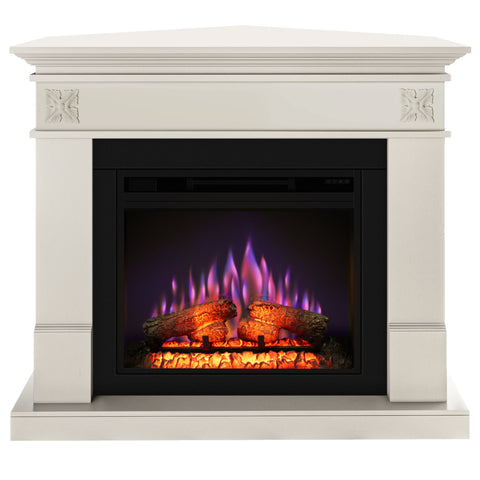 Semineu ECOFLAME PRO - Lisabona Flower colt antichizat, flacara 3D de 23 inci cu teme de culoare, incalzire infrared si sunet