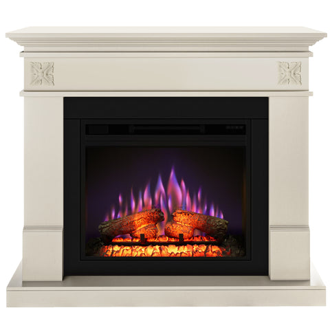 Semineu electric ECOFLAME PRO - Lisabona Flower antichizat, flacara 3D de 23 inci cu teme de culoare, incalzire infrared si sunet