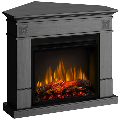Semineu electric Lisabona Flower Drept/Colt Ash Grey cu focar electric 3D Dimplex Optiflame XHD28 si sunet