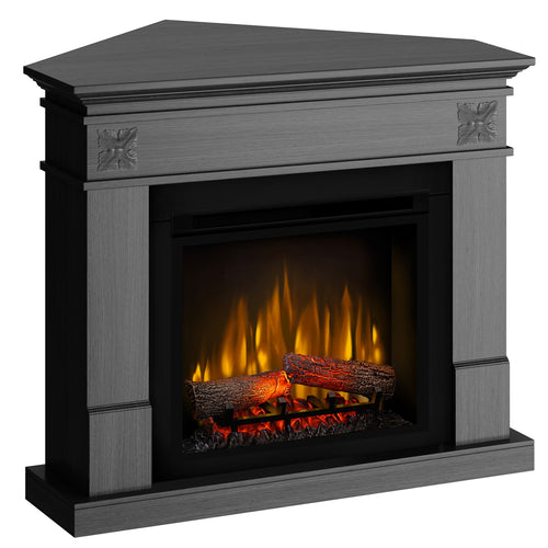 Semineu electric Lisabona Flower Drept/Colt Ash Grey cu focar electric 3D Dimplex Optiflame XHD23 si sunet