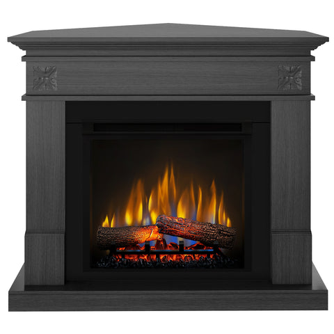 Semineu electric DIMPLEX Lisabona Flower Drept/Colt Ash Grey cu focar electric 3D Optiflame XHD23 si sunet