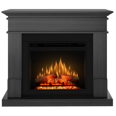 Semineu electric ECOFLAME PRO - Lisabona ash grey, flacara 3D de 23 inci cu teme de culoare, incalzire infrared si sunet