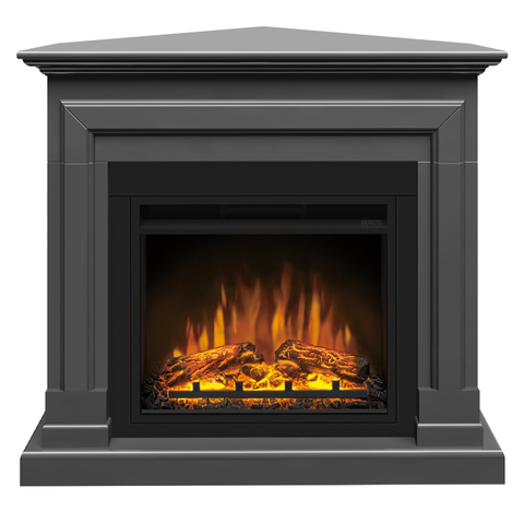 Semineu ECOFLAME - Barcelona SLIM LINE colt solid grey, flacara 3D de 23 inci, sistem incalzire