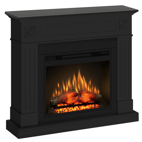 Semineu London 110.30.95 negru + focar ECOFLAME 23", incalzire infrared, teme de culoare, flacara 3D si sunet