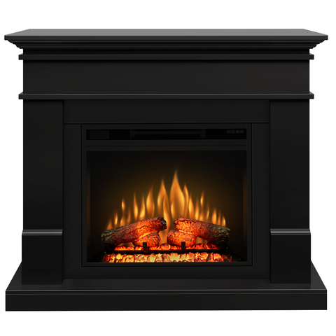Semineu electric ECOFLAME PRO - Lisabona black, flacara 3D de 23 inci cu teme de culoare, incalzire infrared si sunet