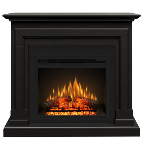 Semineu electric ECOFLAME PRO - Barcelona black, flacara 3D de 23 inci cu teme de culoare, incalzire infrared si sunet