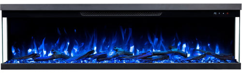 Semineu electric liniar 3D incorporabil AFLAMO Unity 152 cm , aplicatie, sunet incorporat, flacara 3D cu teme de culoare, busteni si cristale decorative, 1500 W