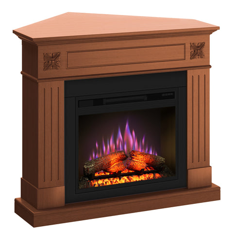 Semineu London colt 110.30.95 cires + focar ECOFLAME 23", incalzire infrared, teme de culoare, flacara 3D si sunet