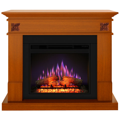 Semineu electric ECOFLAME PRO - Lisabona Flower cires, flacara 3D de 23 inci cu teme de culoare, incalzire infrared si sunet