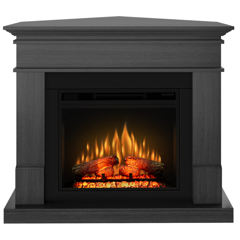 Semineu electric ECOFLAME PRO - Lisabona colt ash grey, flacara 3D de 23 inci cu teme de culoare, incalzire infrared si sunet