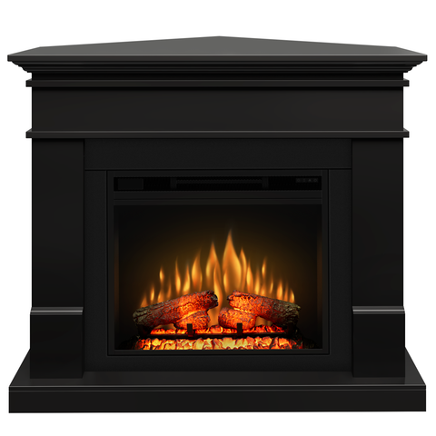 Semineu electric ECOFLAME PRO - Lisabona colt black, flacara 3D de 23 inci cu teme de culoare, incalzire infrared si sunet