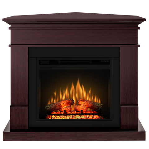 Semineu electric ECOFLAME PRO - Lisabona colt mahogany, flacara 3D de 23 inci cu teme de culoare, incalzire infrared si sunet