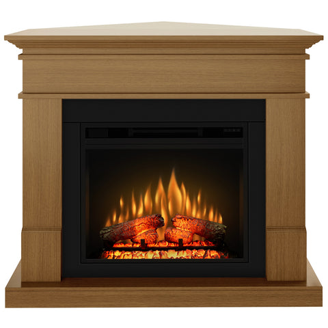 Semineu electric ECOFLAME PRO - Lisabona colt oak, flacara 3D de 23 inci cu teme de culoare, incalzire infrared si sunet