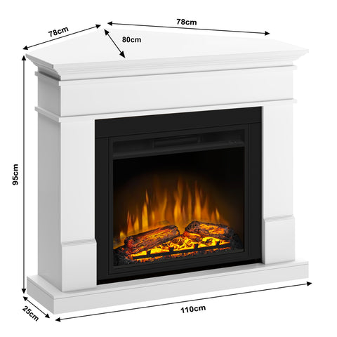 Semineu ECOFLAME - Lisabona SLIM LINE colt balck, flacara 3D de 23 inci, sistem incalzire