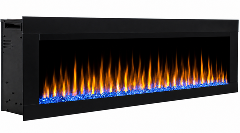 Semineu electric liniar 3D incorporabil AFLAMO Diamond 128 Negru cu sunet