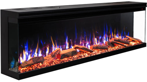 Semineu electric liniar 3D incorporabil AFLAMO Unique 183 Negru cu sunet