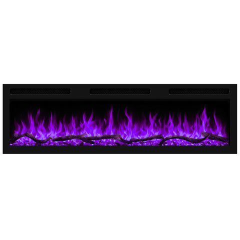 Semineu electric liniar 3D icorporabil AFLAMO Monarch 152 cm , aplicatie, sunet incorporat, flacara 3D cu teme de culoare, busteni si cristale decorative, 1500 W
