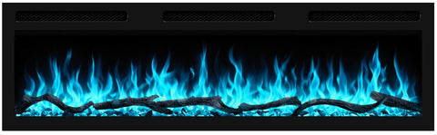 Semineu electric liniar 3D icorporabil AFLAMO Monarch 152 cm , aplicatie, sunet incorporat, flacara 3D cu teme de culoare, busteni si cristale decorative, 1500 W