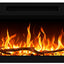 Semineu electric liniar 3D icorporabil AFLAMO Monarch 107 cm , aplicatie, sunet incorporat, flacara 3D cu teme de culoare, busteni si cristale decorative, 1500 W